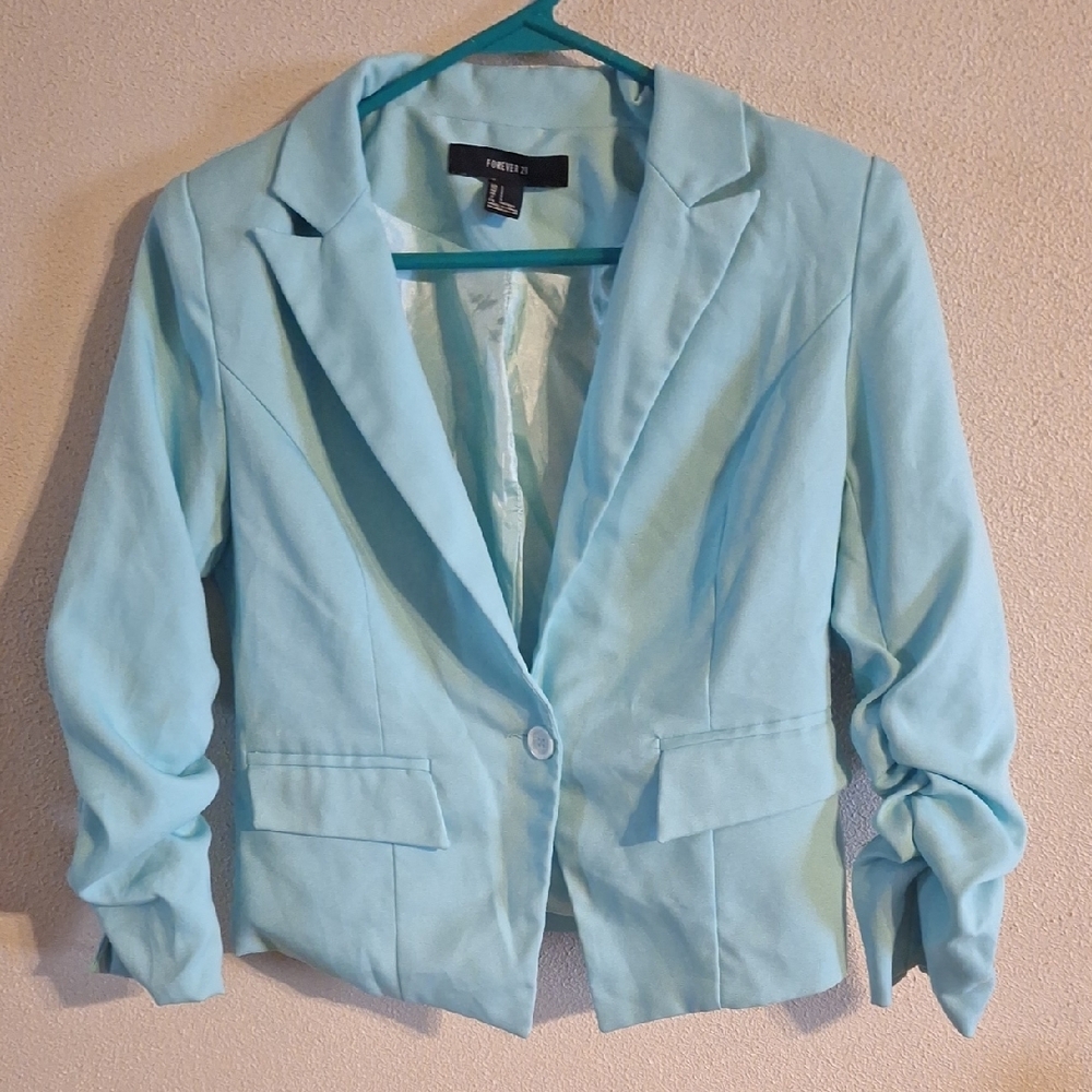 Forever 21 Green Blazer with Tailored Silhouette